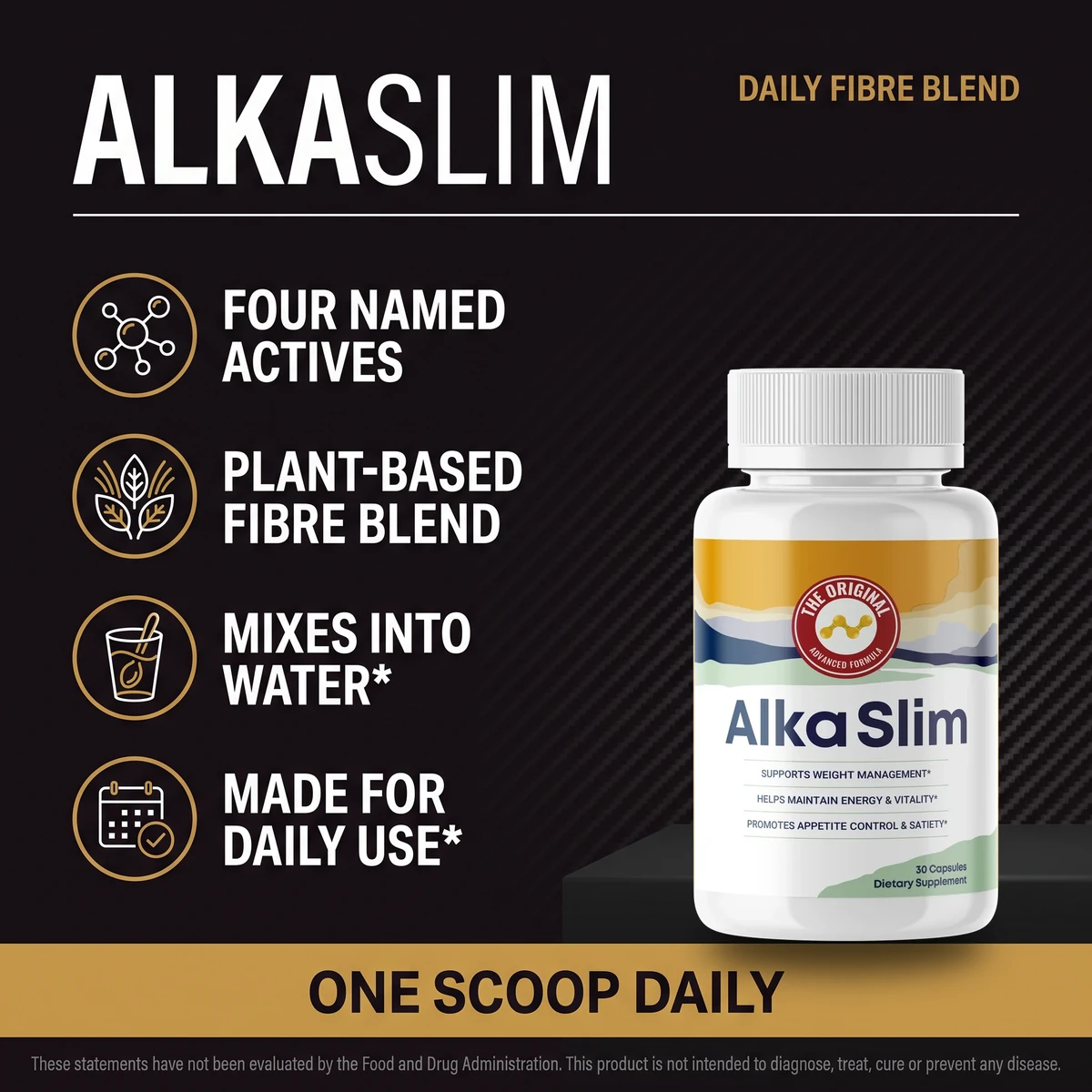 AlkaSlim daily fibre blend: a weight management supplement with four named plant actives